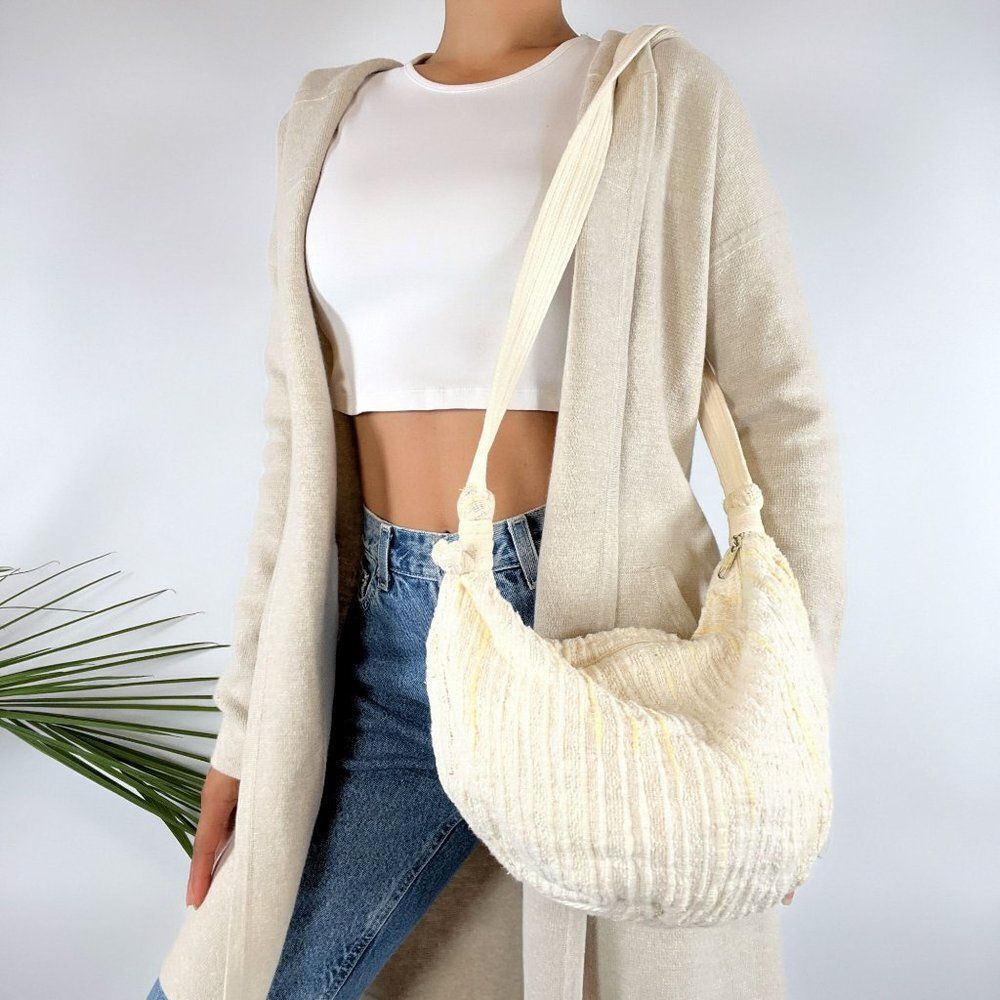 Vintage Y2K White Cottagecore Shoulder Bag Beachy Crossbody Purse